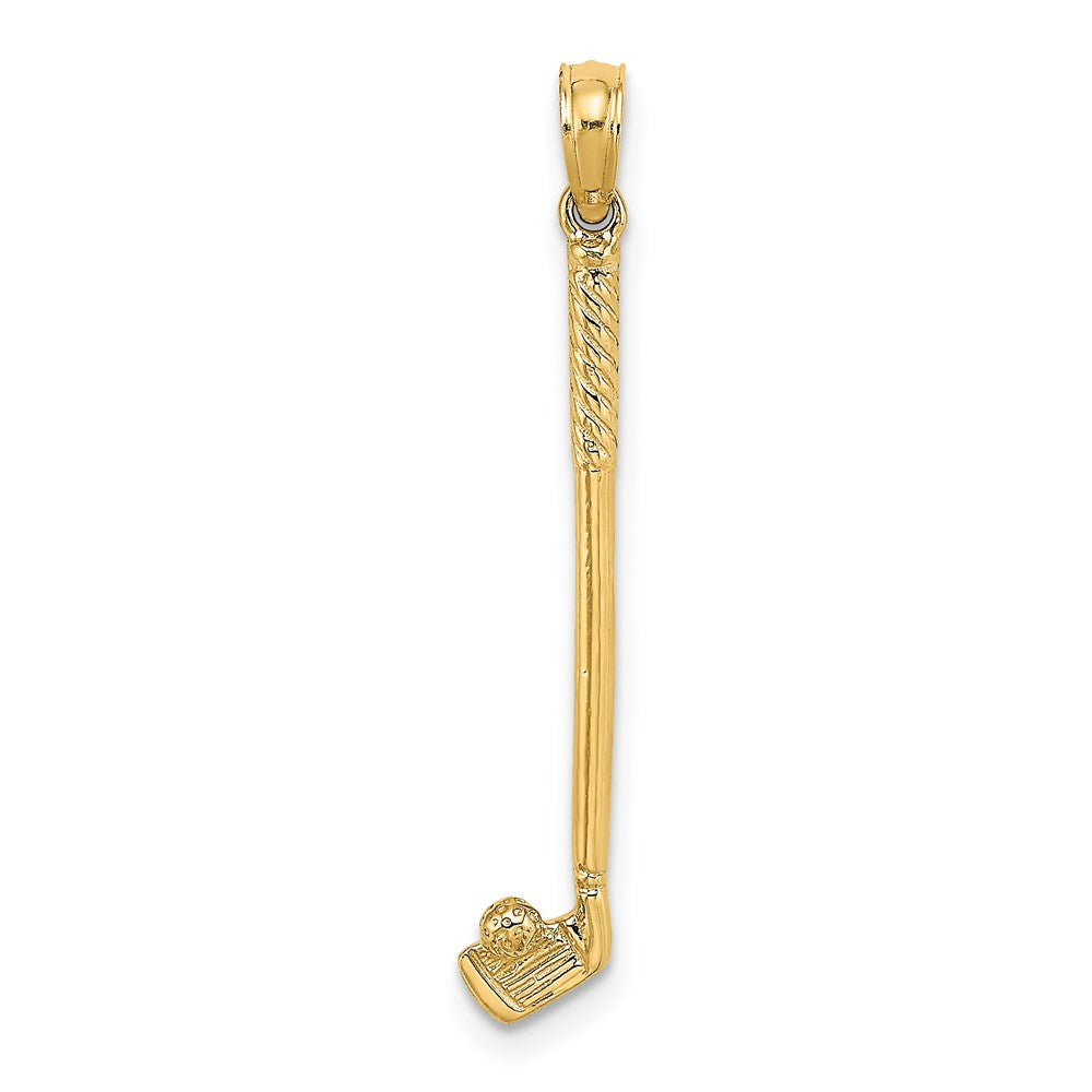 14K Yellow Gold 3-D Single Golf Club With Ball Charm