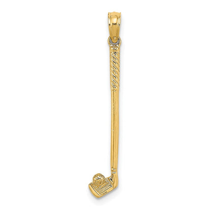 14K Yellow Gold 3-D Single Golf Club With Ball Charm