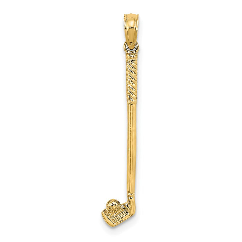 14K Yellow Gold 3-D Single Golf Club With Ball Charm