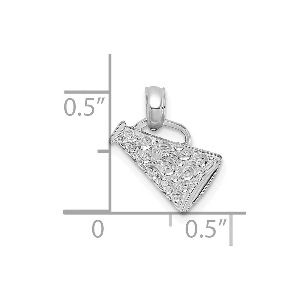 14K White Gold Megaphone With Handle Pendant