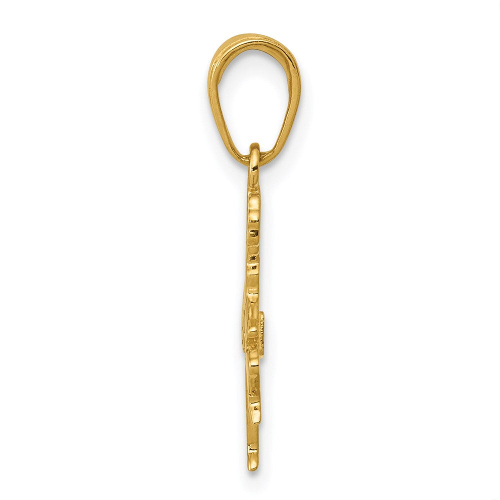 14K Yellow Gold Cheerleader With Pom-Poms Pendant