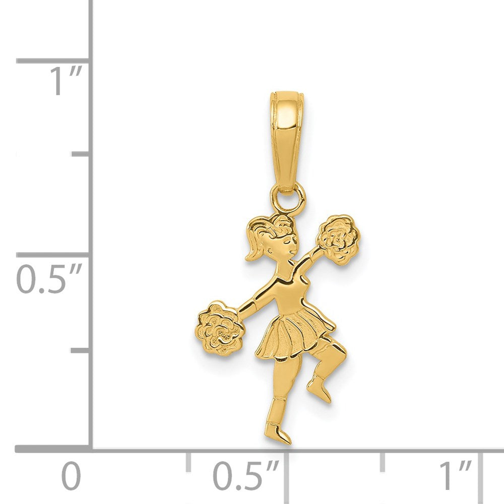 14K Yellow Gold Cheerleader With Pom-Poms Pendant