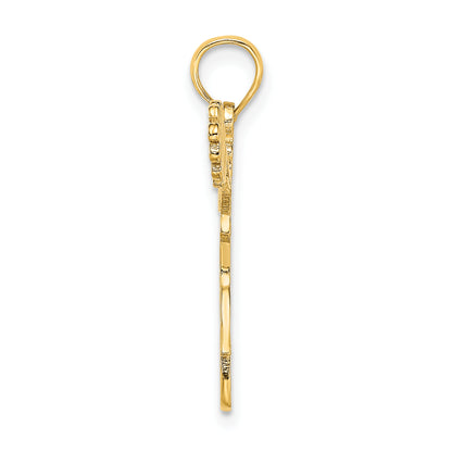 14K Yellow Gold Cheerleader Jumping With Pom-Pom'S Charm
