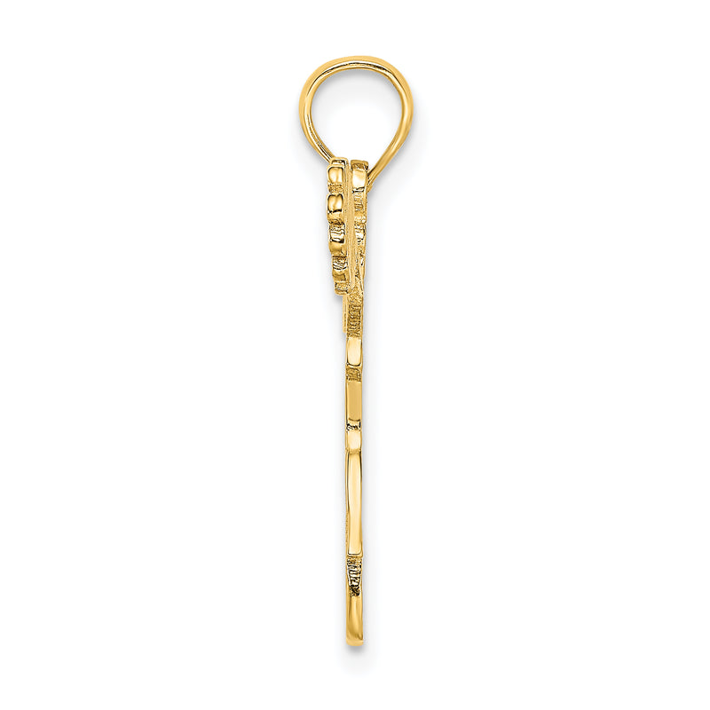 14K Yellow Gold Cheerleader Jumping With Pom-Pom'S Charm