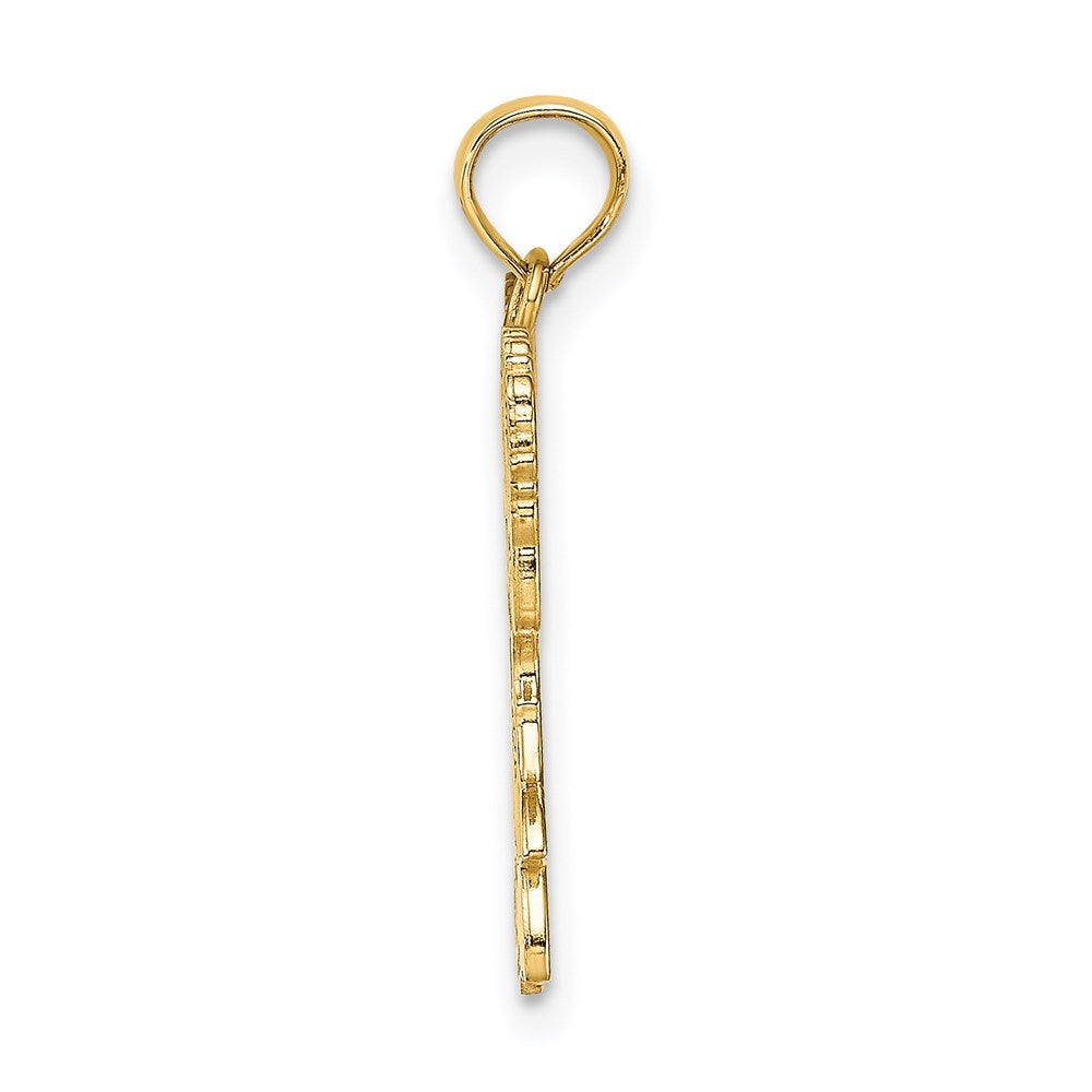14K Yellow Gold Cheerleader Jumping With Pom-Pom'S Charm