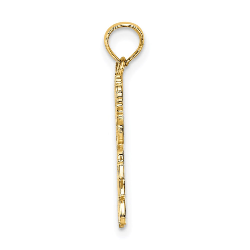 14K Yellow Gold Cheerleader Jumping With Pom-Pom'S Charm