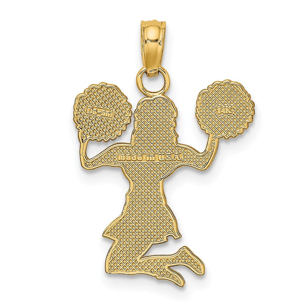 14K Yellow Gold Cheerleader Jumping With Pom-Pom'S Charm