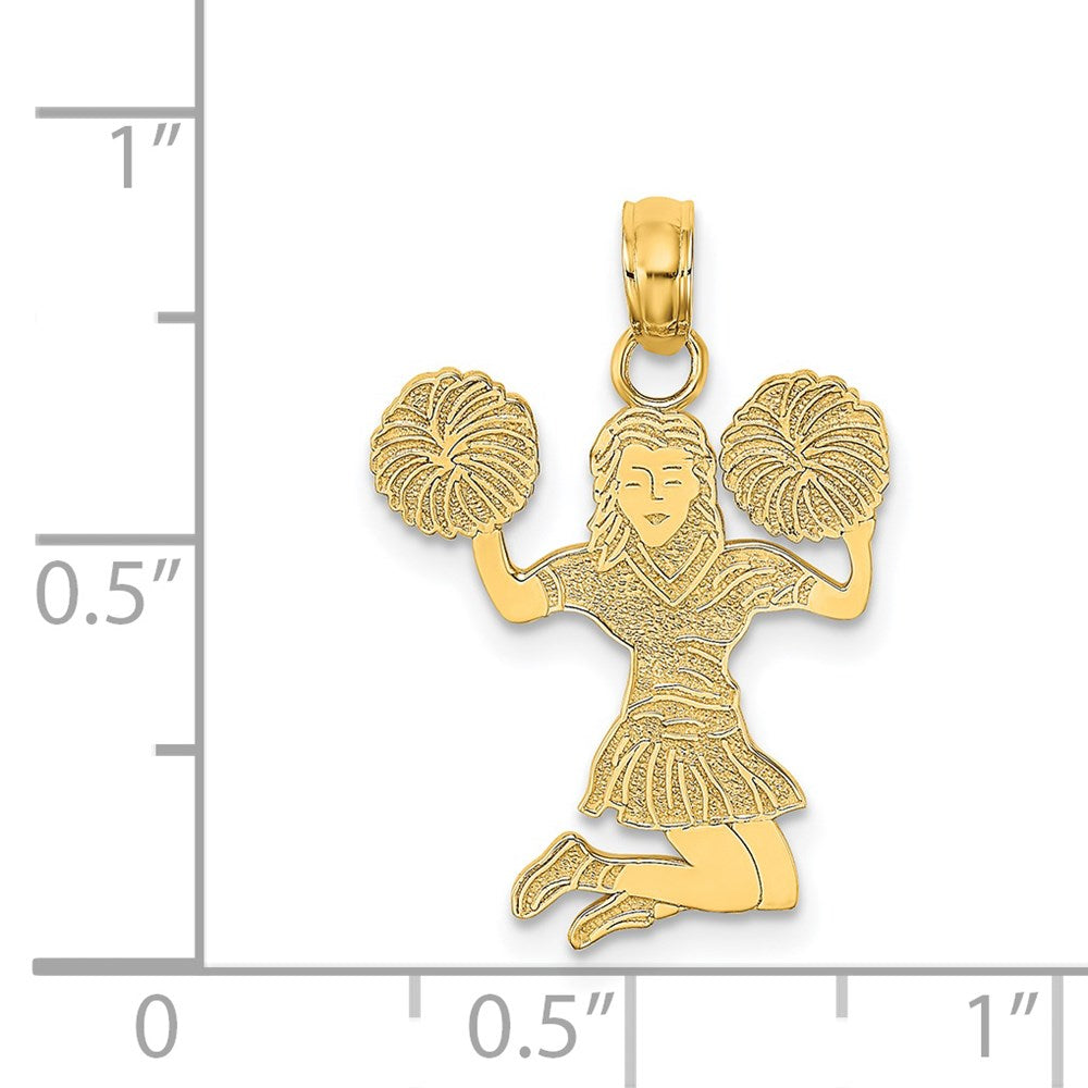 14K Yellow Gold Cheerleader Jumping With Pom-Pom'S Charm