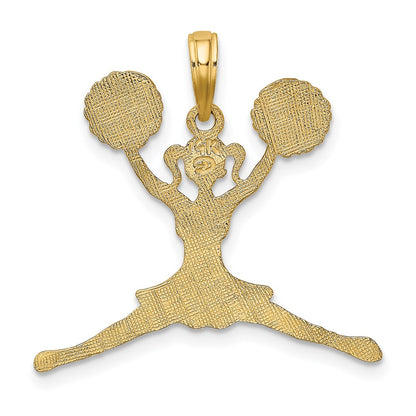 14K Yellow Gold Cheerleader Jumping With Pom-Poms Charm