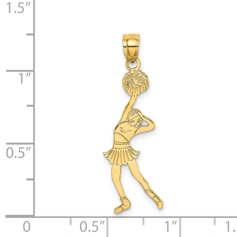 14K Yellow Gold Cheerleader With Hand On Head Charm