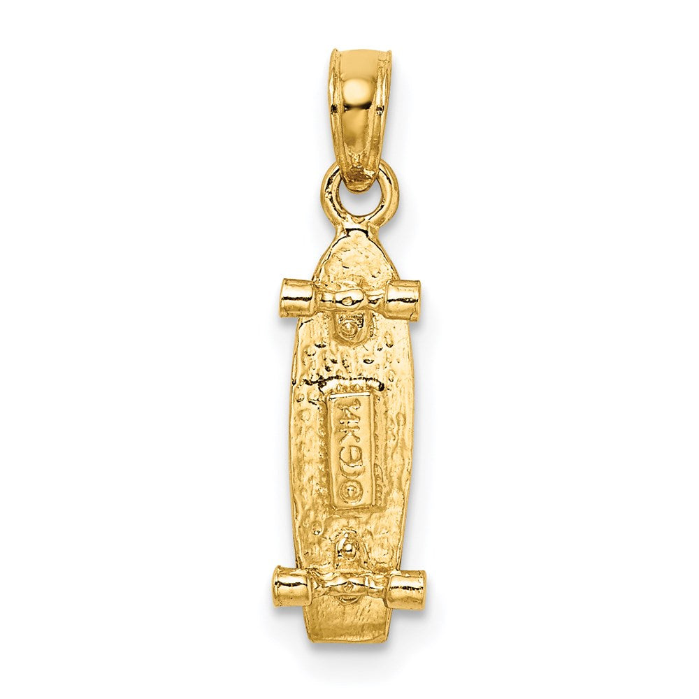 14K Yellow Gold 3-D Skate Board Charm