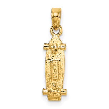 14K Yellow Gold 3-D Skate Board Charm