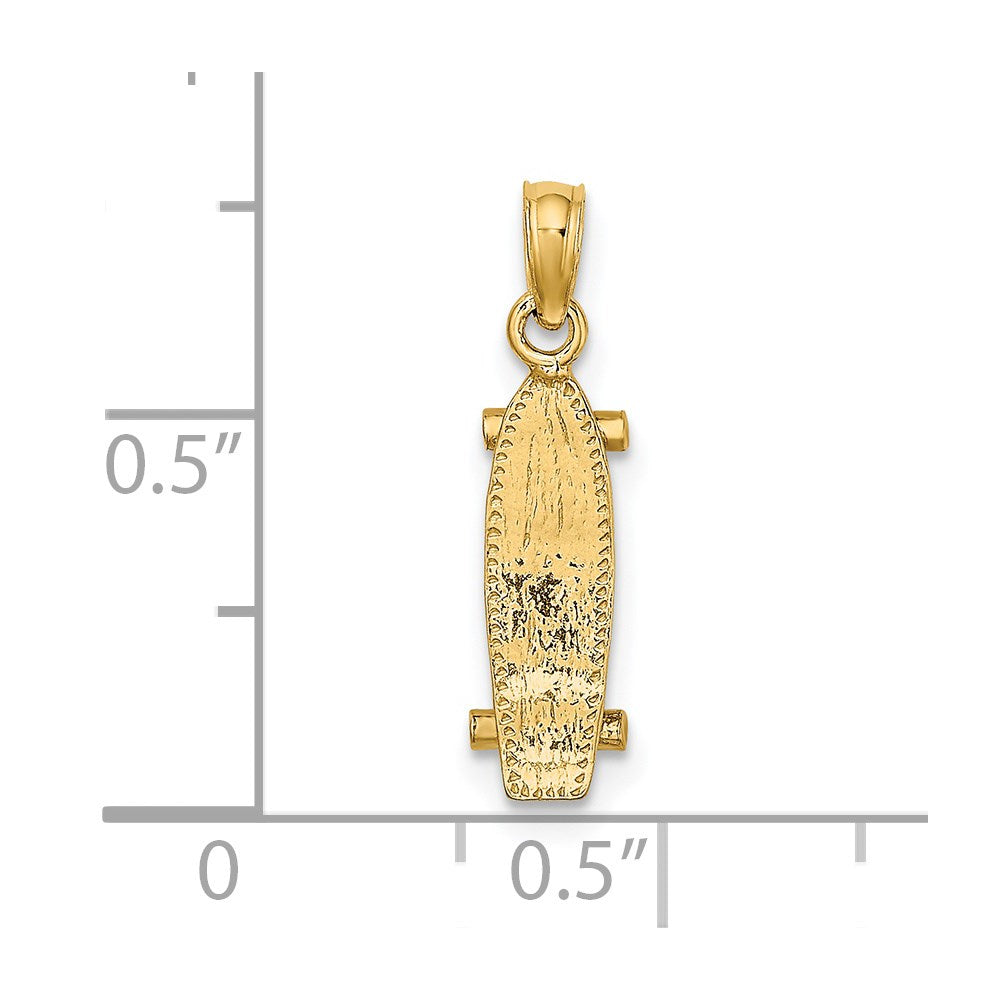 14K Yellow Gold 3-D Skate Board Charm