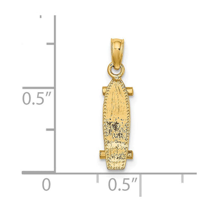 14K Yellow Gold 3-D Skate Board Charm