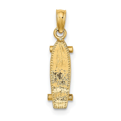 14K Yellow Gold 3-D Skate Board Charm