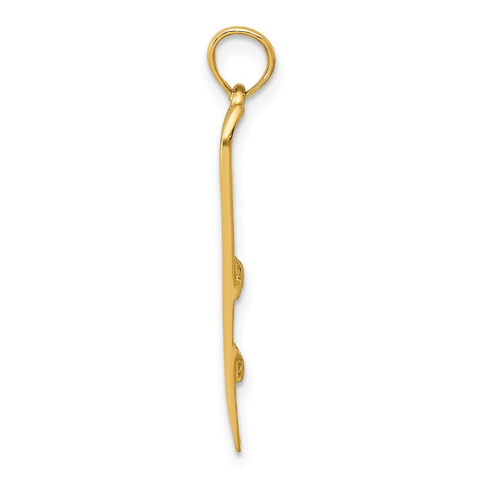 14K Yellow Gold 3-D Snow Skis Pendant