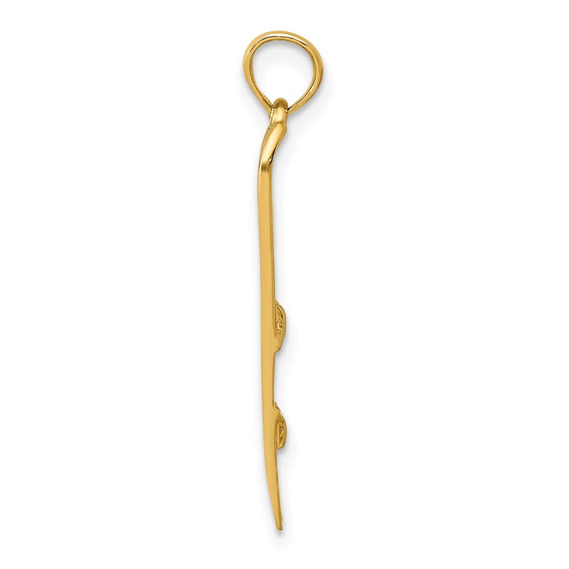 14K Yellow Gold 3-D Snow Skis Pendant