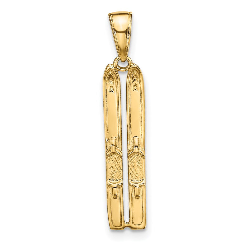 14K Yellow Gold 3-D Snow Skis Pendant