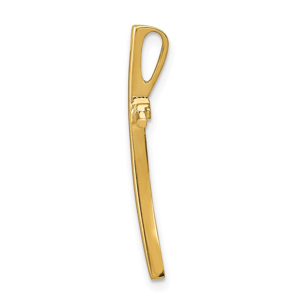 14K Yellow Gold Polished Curved Cross Chain Slide