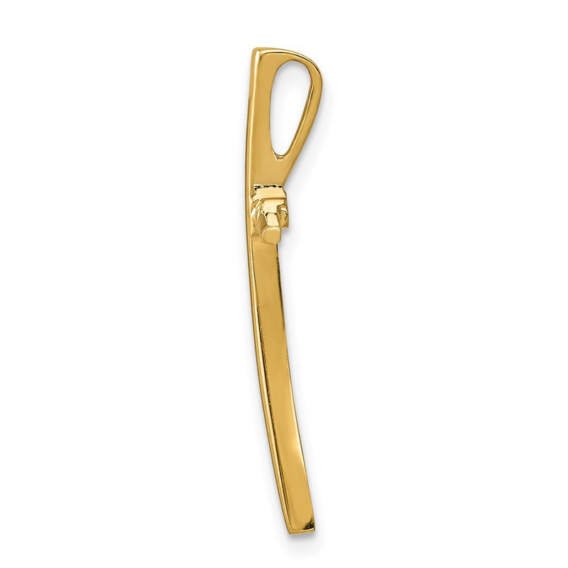 14K Yellow Gold Polished Curved Cross Chain Slide