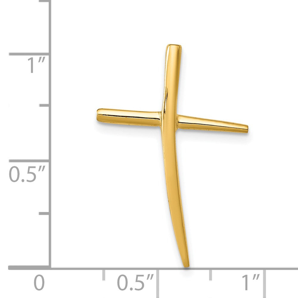 14K Yellow Gold Polished Curved Cross Chain Slide