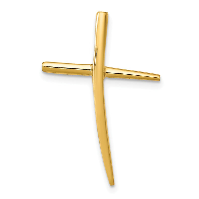 14K Yellow Gold Polished Curved Cross Chain Slide