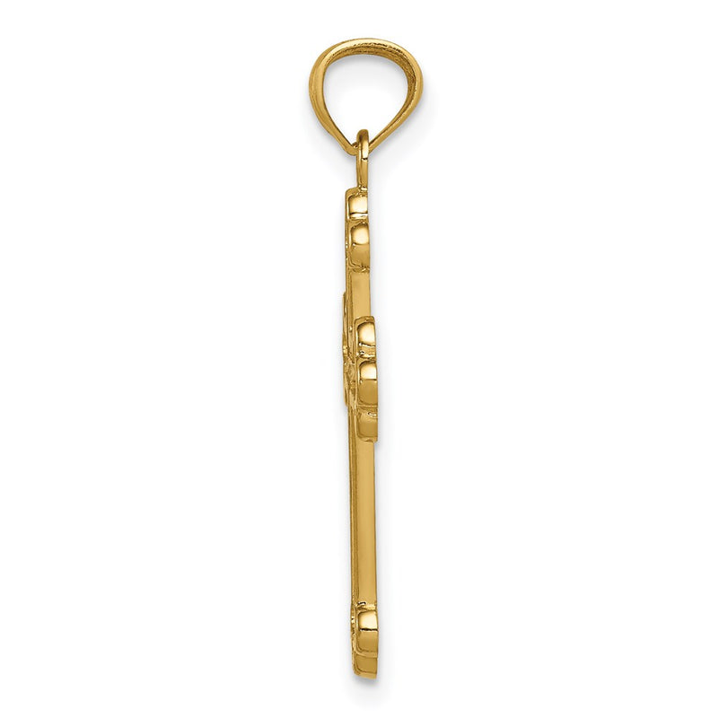 14K Yellow Gold Budded Cross Pendant