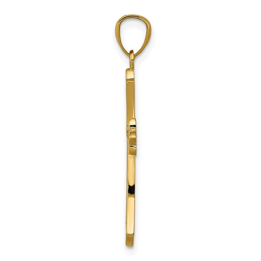 14K Yellow Gold Budded Cross Pendant