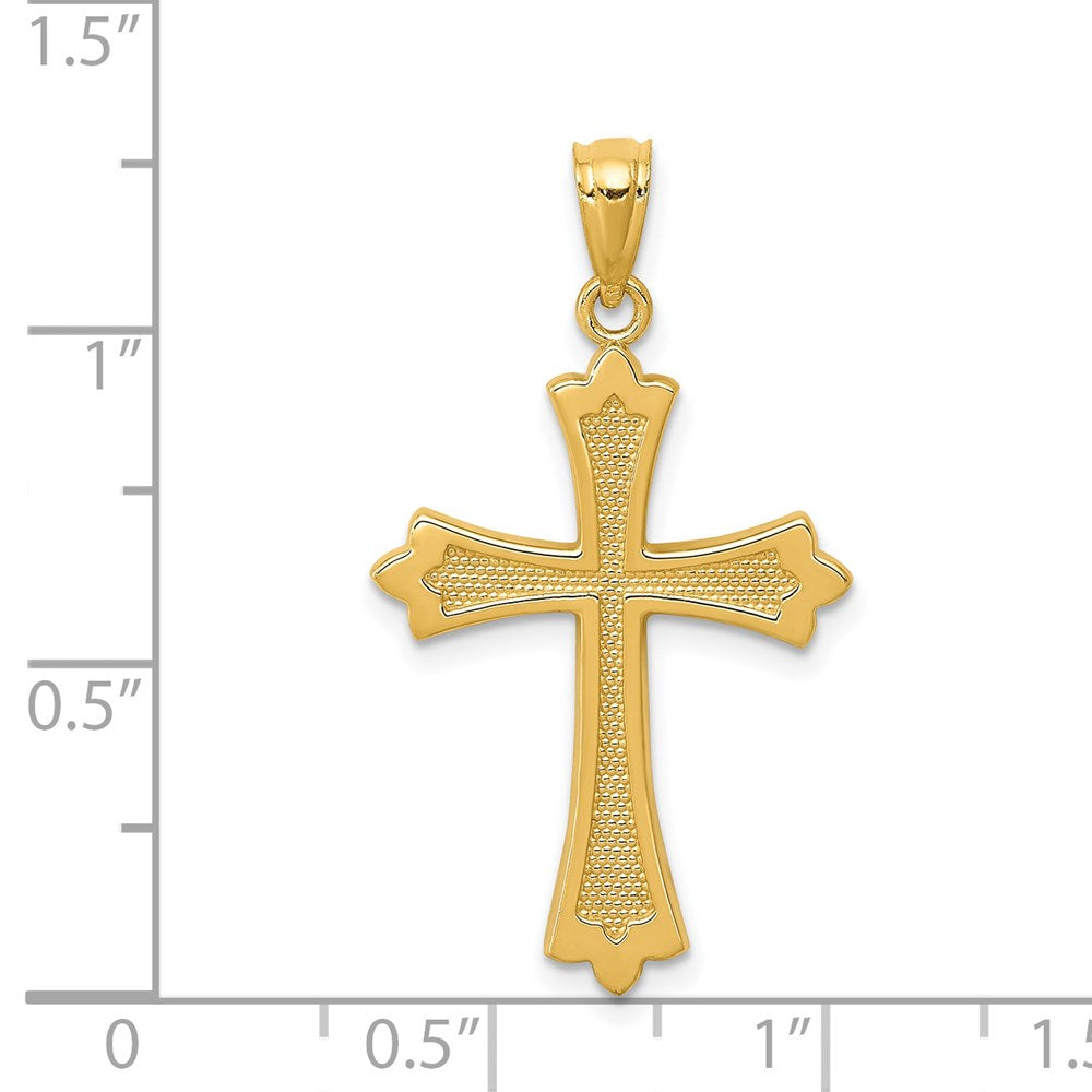 14K Yellow Gold Budded Cross Pendant