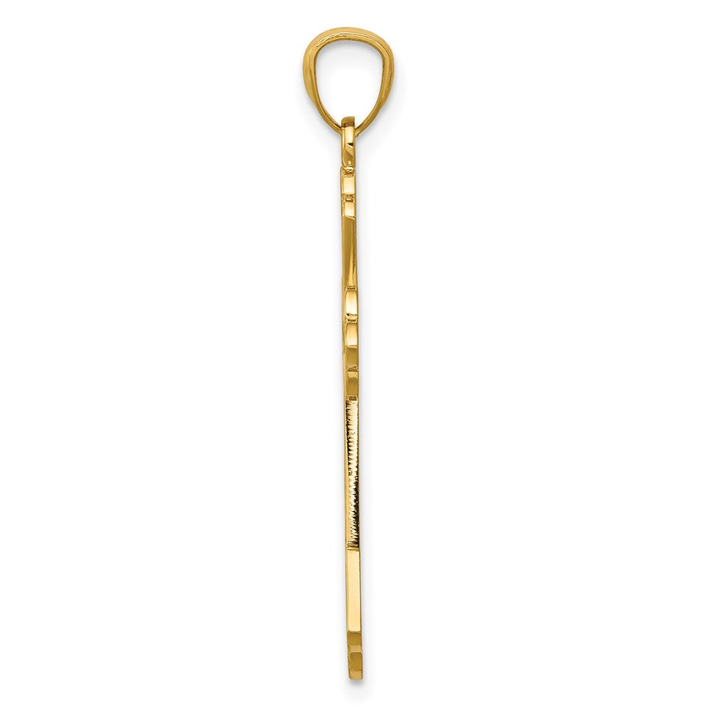 14K Yellow Gold Diamond-Cut Cross Pendant