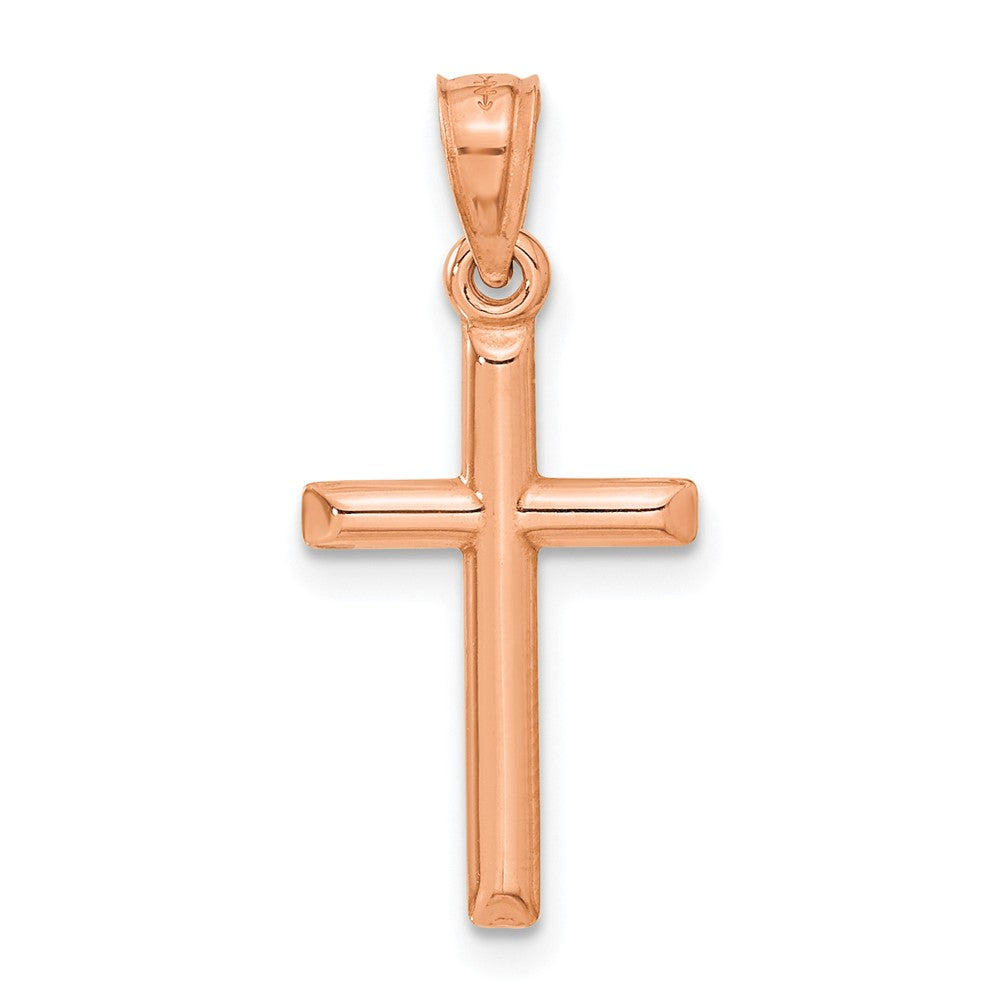 14K Rose Gold Polished Hollow Cross Pendant