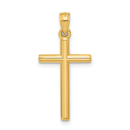 14K Yellow Gold Polished Hollow Cross Pendant