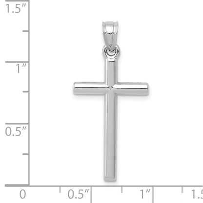 14K White Gold Polished Hollow Cross Pendant