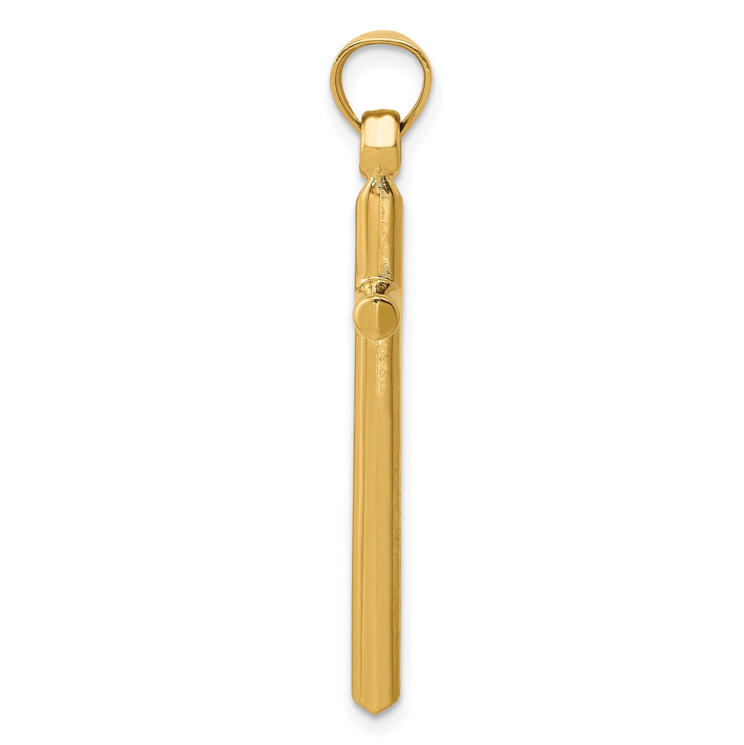 14K Yellow Gold Polished Hollow Cross Pendant