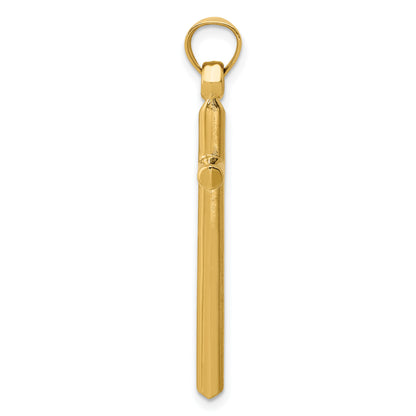 14K Yellow Gold Polished Hollow Cross Pendant