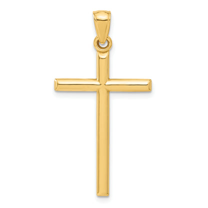 14K Yellow Gold Polished Hollow Cross Pendant