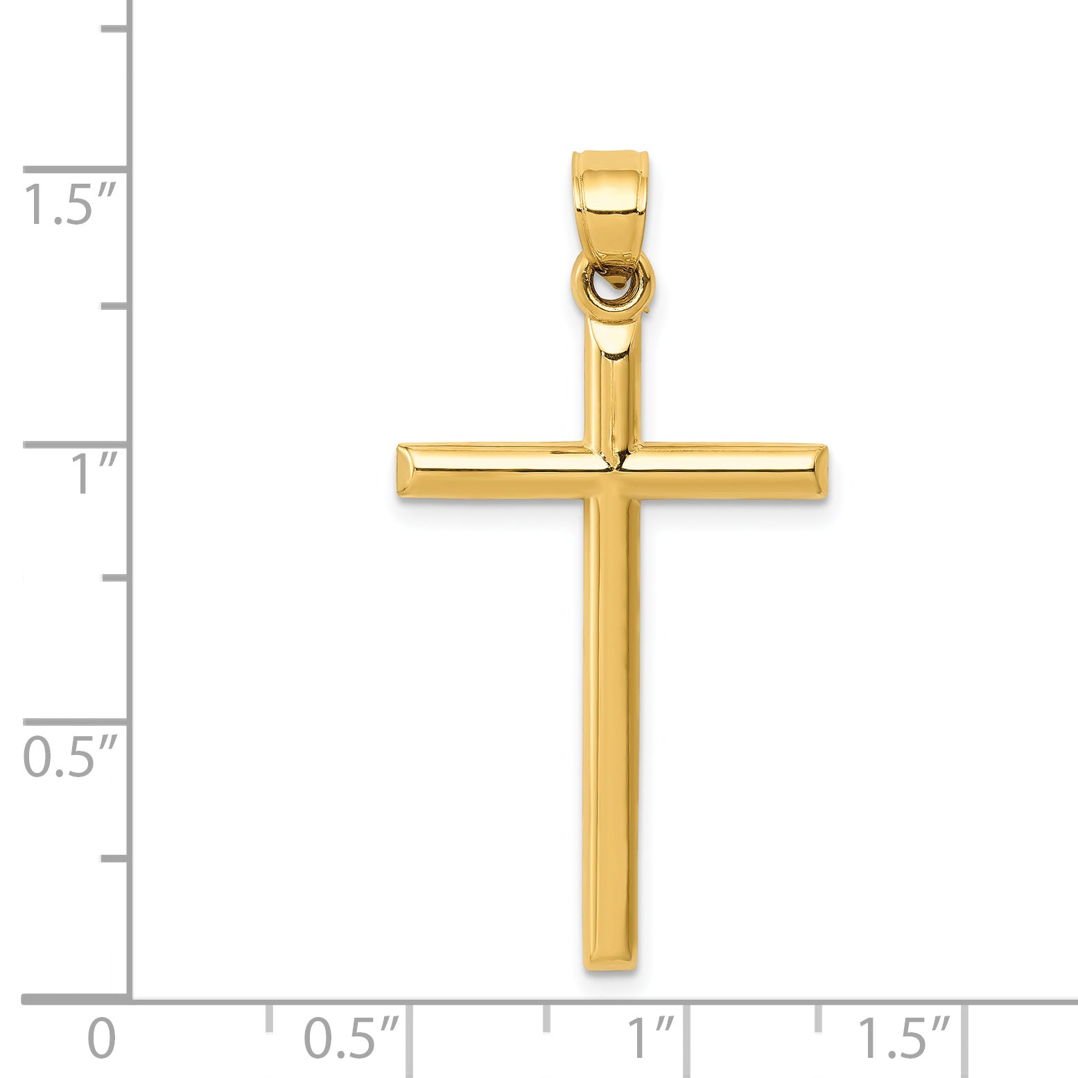 14K Yellow Gold Polished Hollow Cross Pendant