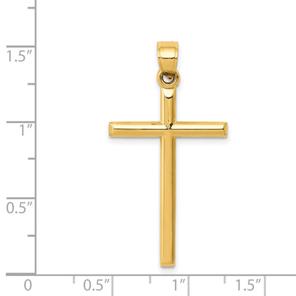 14K Yellow Gold Polished Hollow Cross Pendant