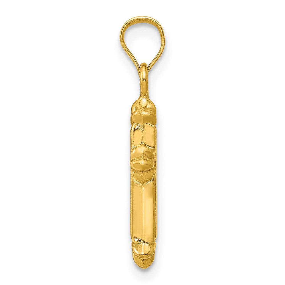 14K Yellow Gold Fleur De Lis Hollow Cross Charm