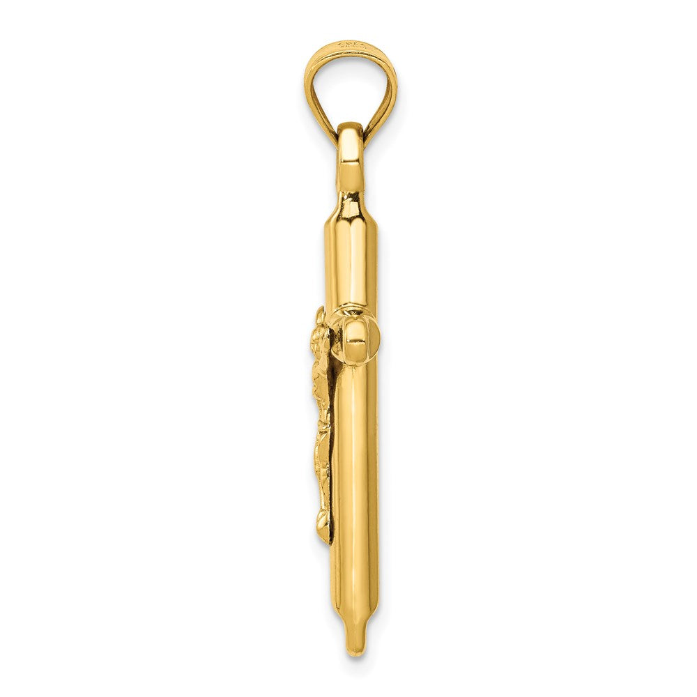 14K Yellow Gold Hollow Crucifix Pendant