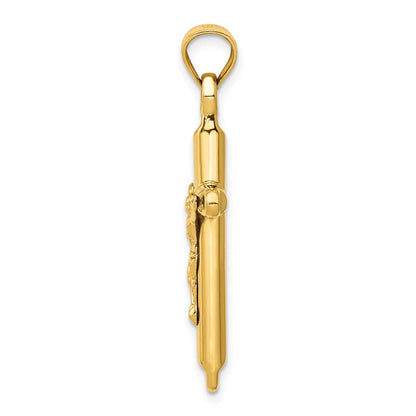 14K Yellow Gold Hollow Crucifix Pendant
