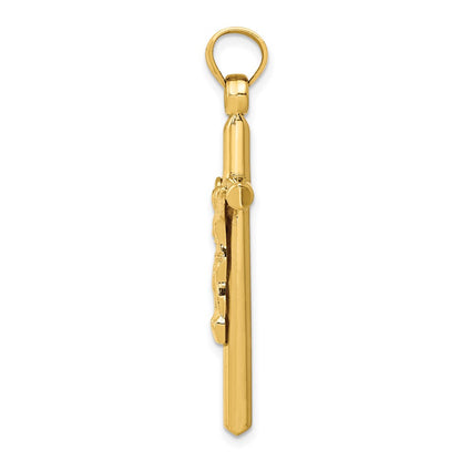 14K Yellow Gold Hollow Crucifix Pendant