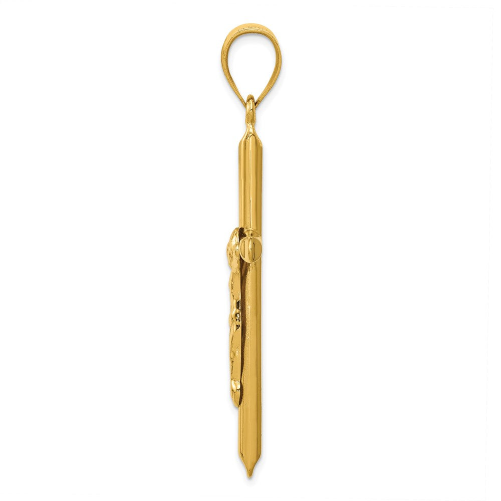 14K Yellow Gold Polished Hollow Crucifix Pendant