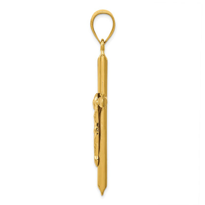 14K Yellow Gold Polished Hollow Crucifix Pendant