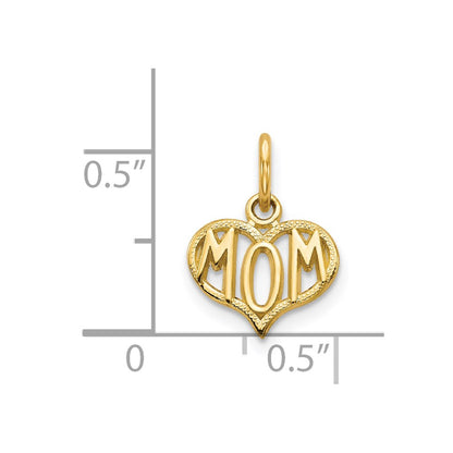 14K Yellow Gold Mom Heart Charm