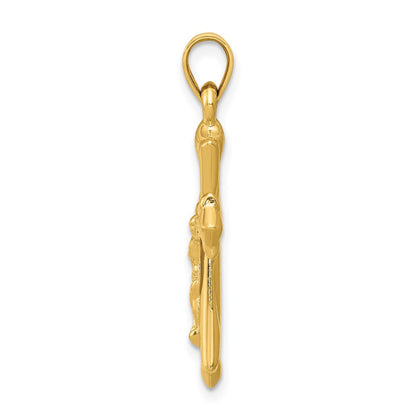 14K Yellow Gold Reversible Crucifix Pendant