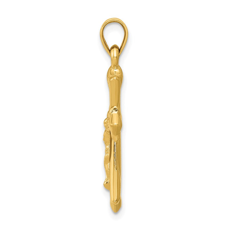 14K Yellow Gold Reversible Crucifix Pendant