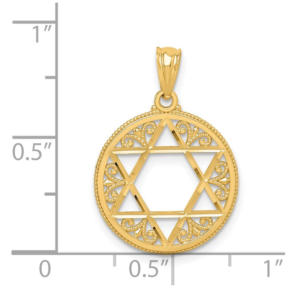 14K Yellow Gold Filigree Star Of David Pendant