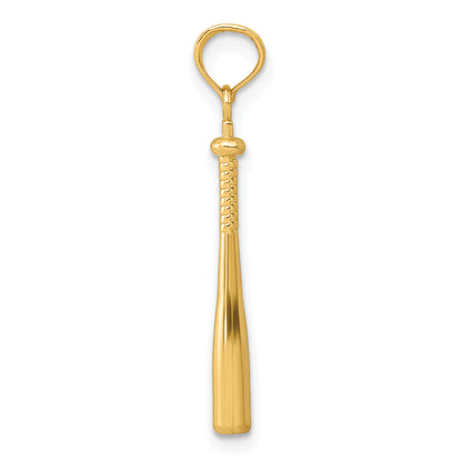 14K Yellow Gold 3-D Baseball Bat Pendant