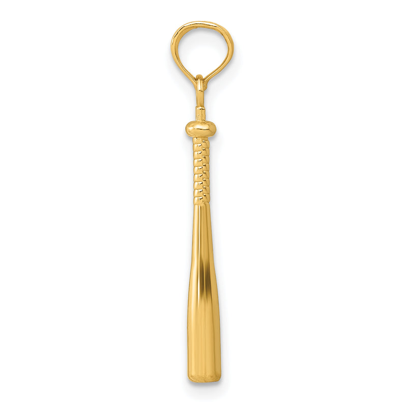 14K Yellow Gold 3-D Baseball Bat Pendant